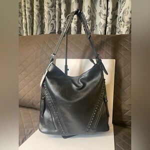 Chic Black Leather Hobo Bag